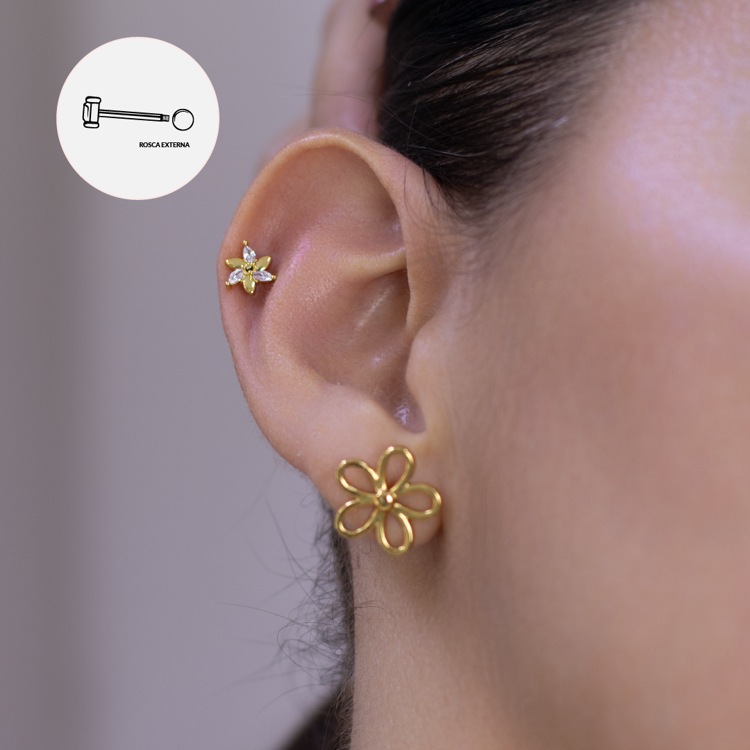 Gardenia Piercing Gold - Titanio