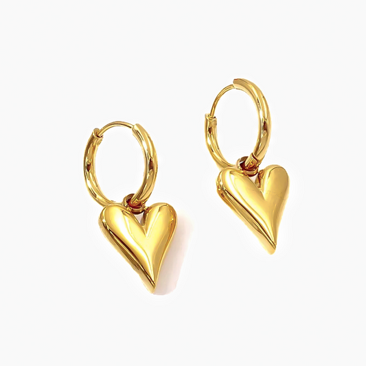 Aretes Heart Hoops Gold